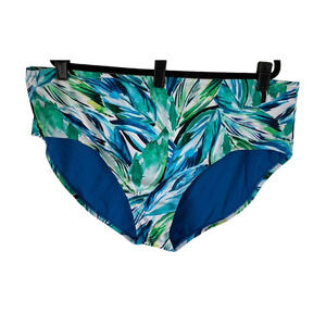 Terra & Sky Women's Plus Size 3X 24W-26W Blue Multi High Waist Swim Bottom